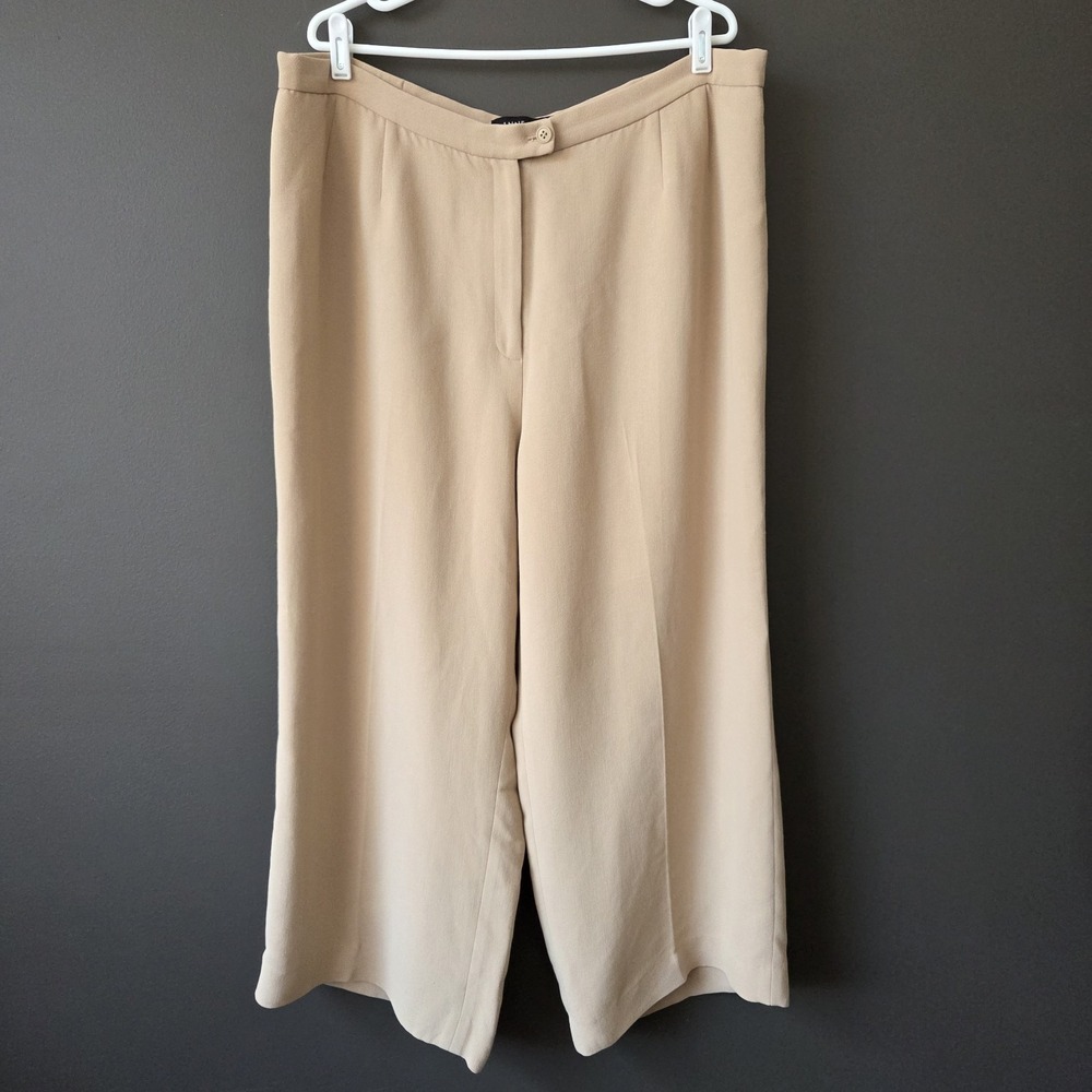 Anne Klein Women's Dress Pants 22W Tan Straight Leg Lined Trousers Work Office